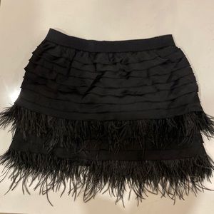 Black Silk skirt with feather